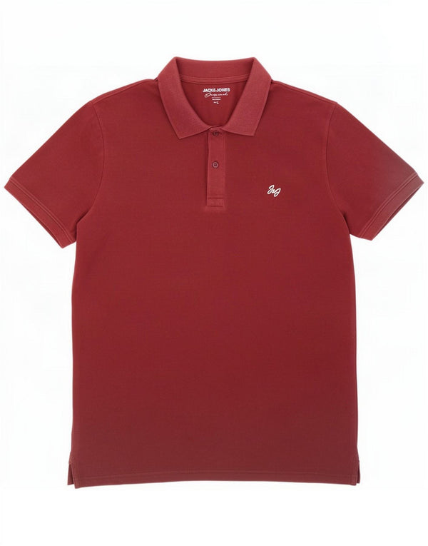 Jack & Jones Mens Polo Shirt Large Burgundy Cotton