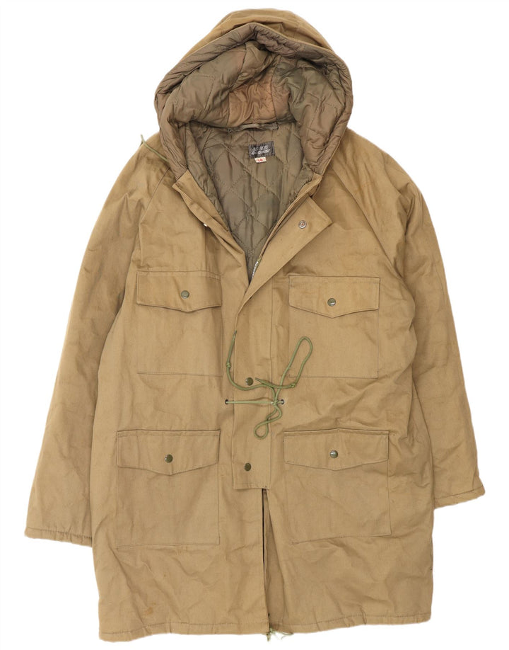 Vintage Herre Hooded Windbreaker Coat IT 56 3XL Khaki