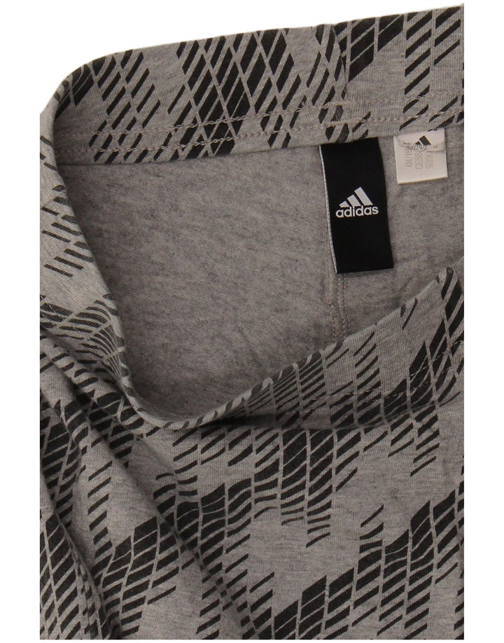 ADIDAS Womens Graphic Leggings UK 8 Small  Grey Geometric