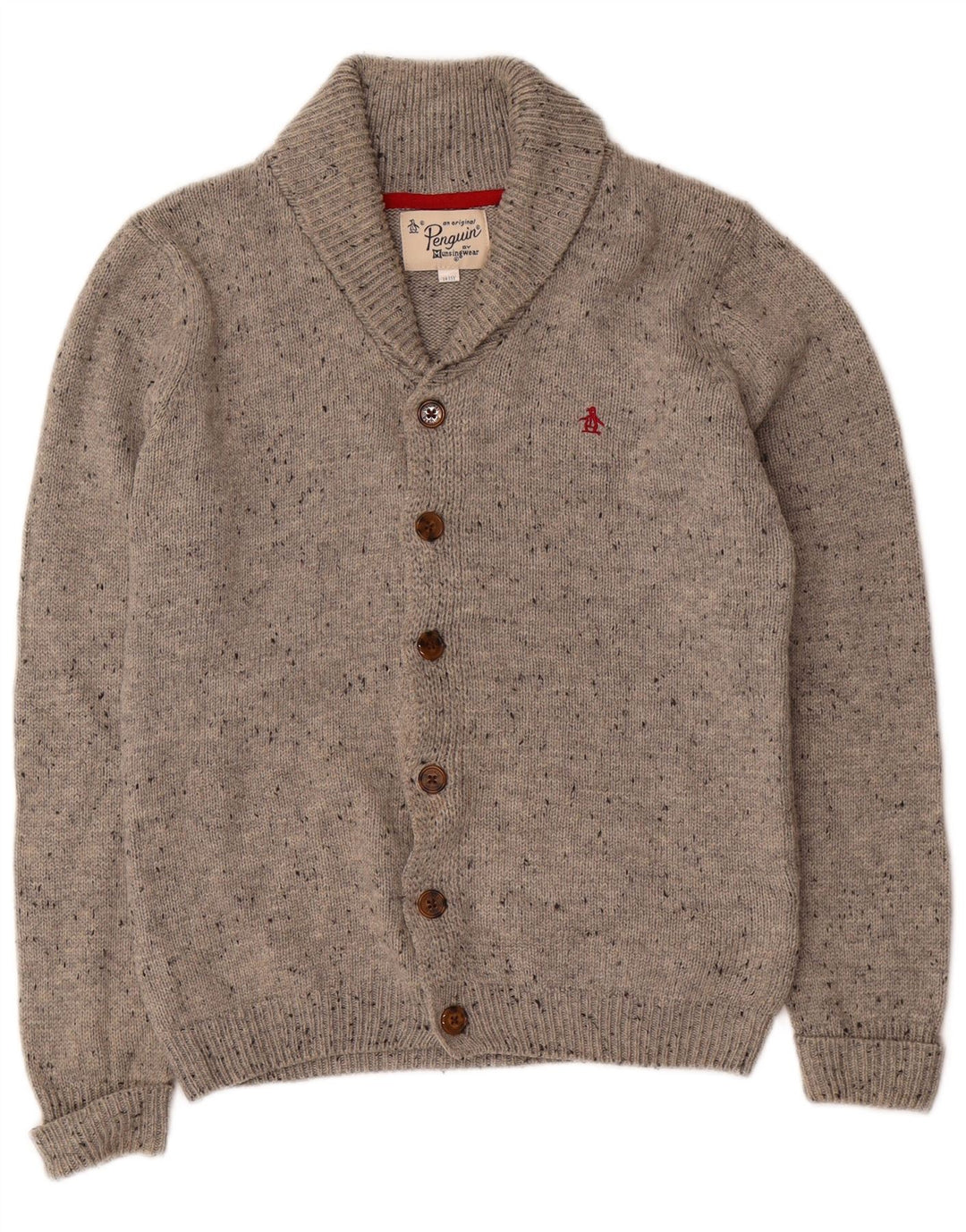 PENGUIN Drenge Cardigan Sweater 14-15 år Grå Flecked Bomuld