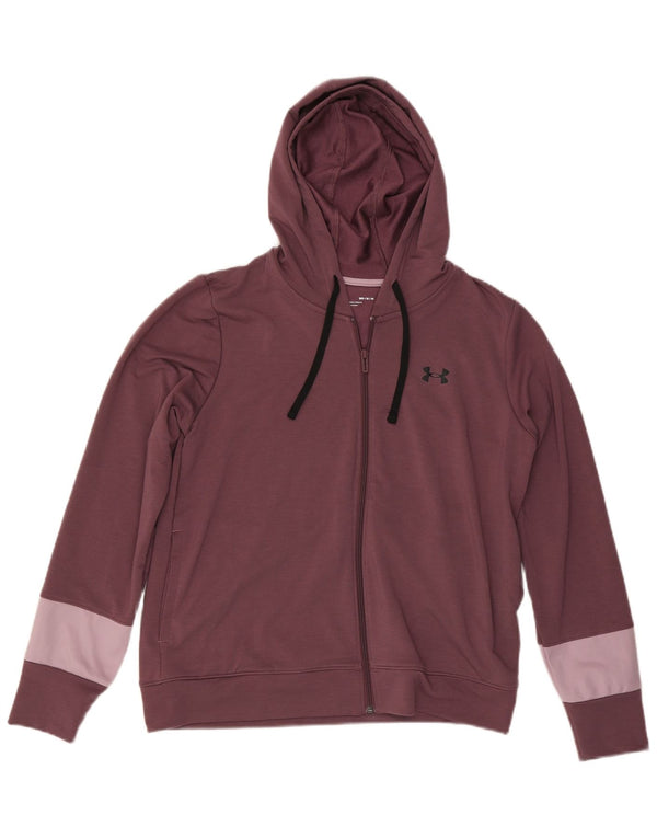 UNDER ARMOUR Sweater med lynlås til kvinder UK 14 Medium Maroon Colourblock