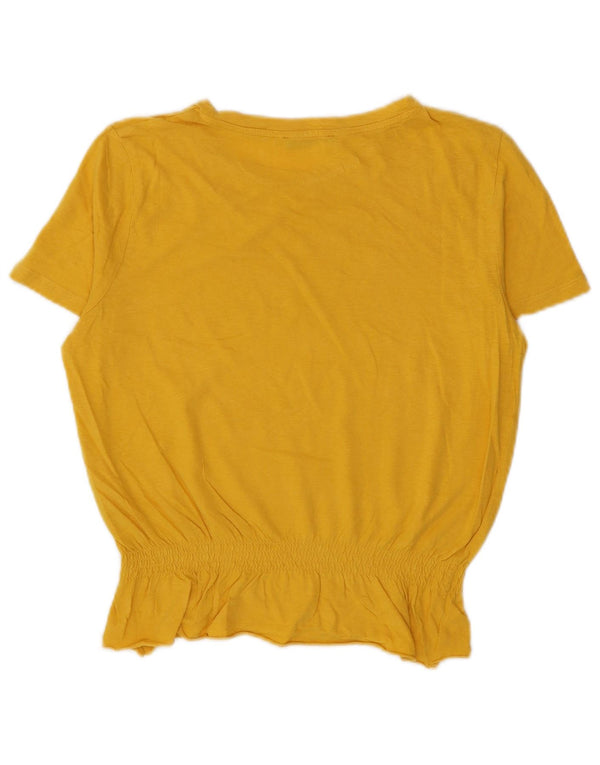 Zara Womens Crop Blouse Top UK 14 Medium Yellow