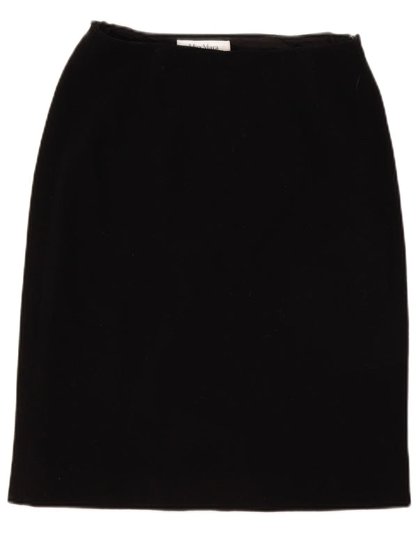 Max Mara lige nederdel til kvinder UK 12 Medium W28 Sort uld