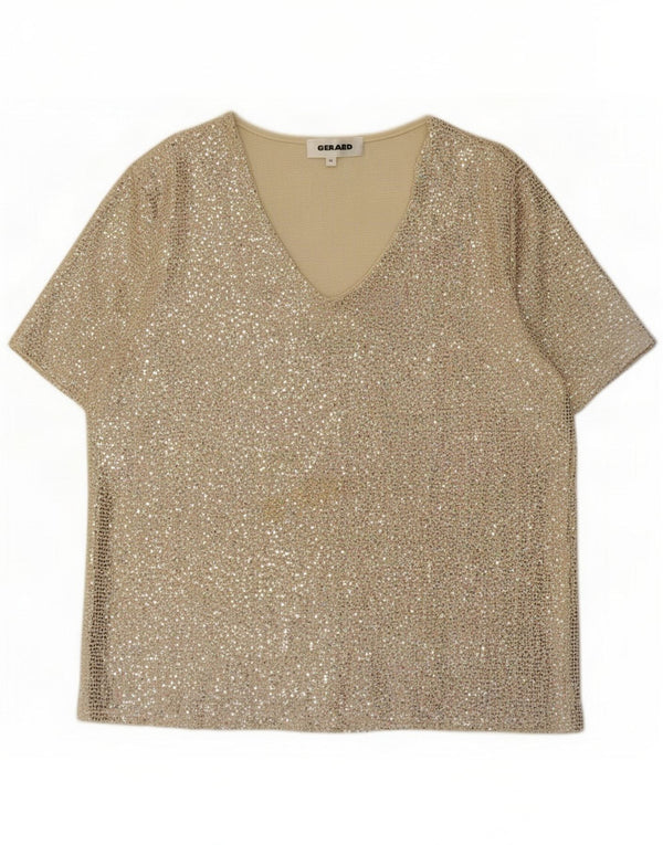 Gerard Womens Blouse Top UK 14 Large Gold Nylon