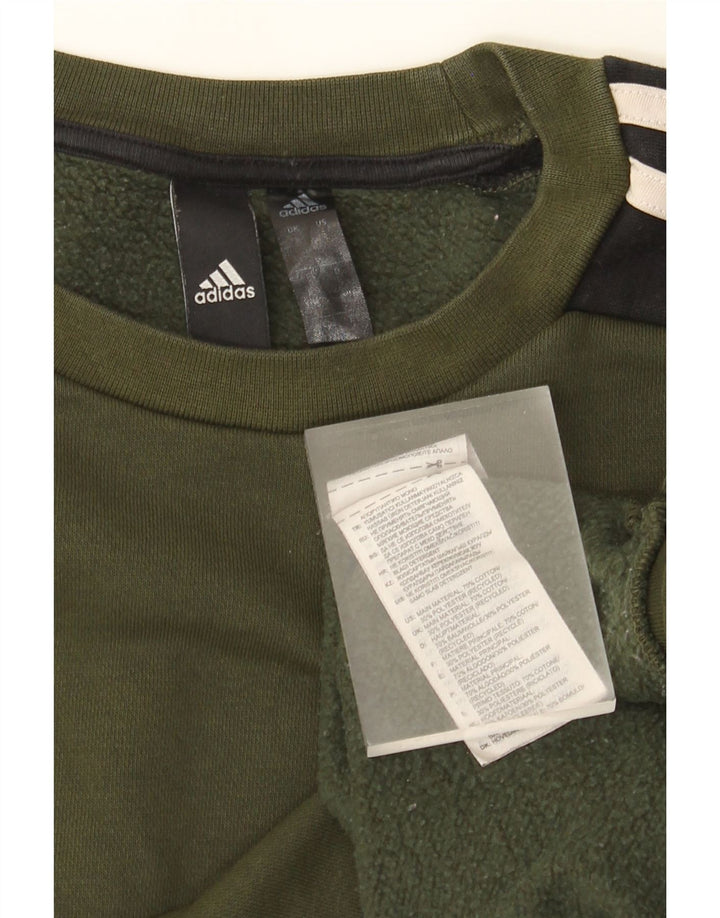 Adidas Sweatshirt til mænd, lille Khaki Colourblock Bomuld