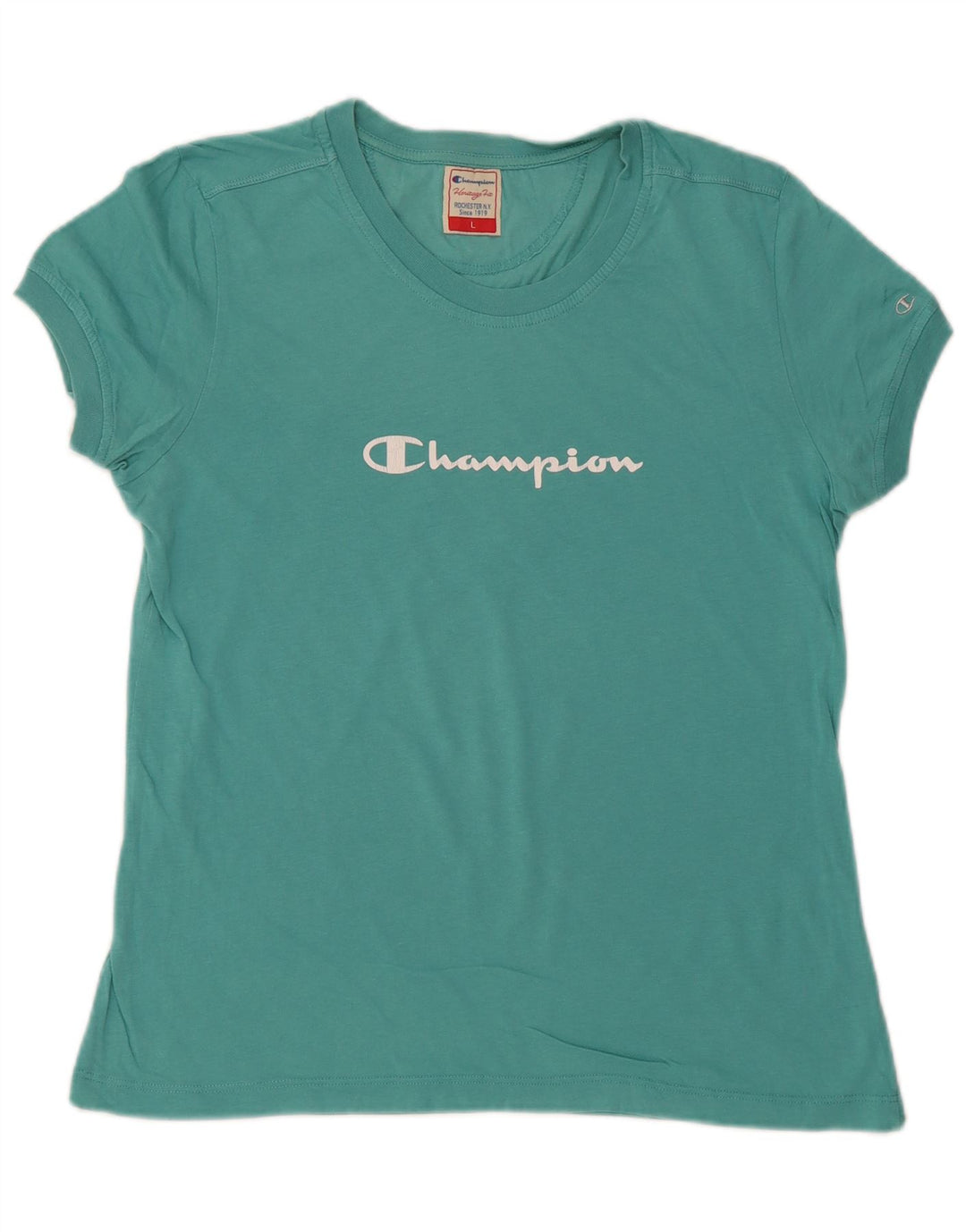 CHAMPION Dame Grafisk T-Shirt Top UK 14 Stor Grøn