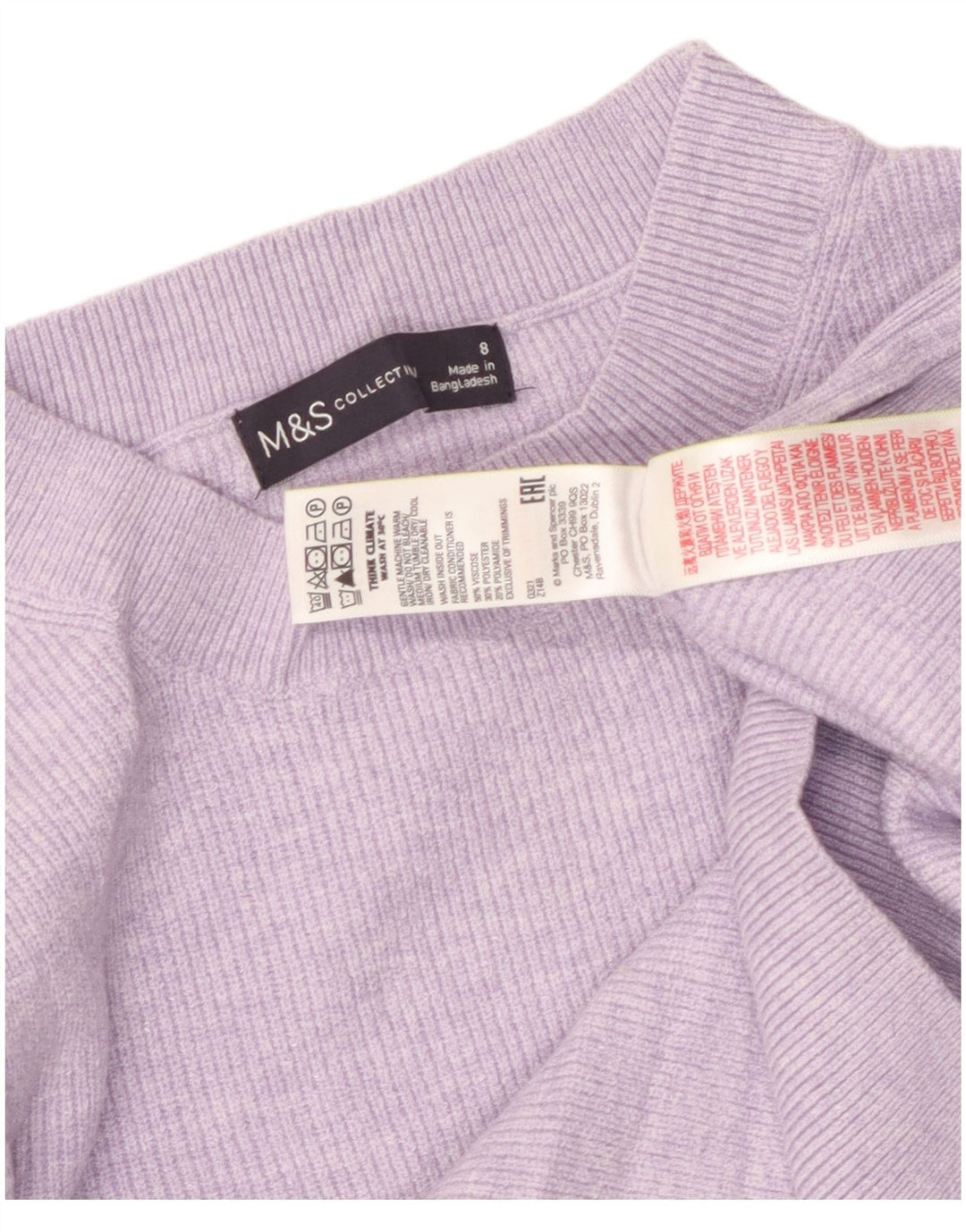 MARKS & SPENCER Dame Crop Crew Neck sweater DK 8 Small Purple