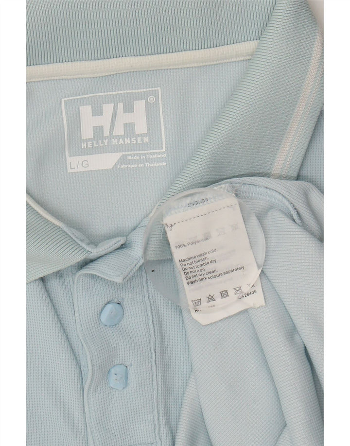 HELLY HANSEN Mens Polo Shirt Large Blue Polyester Vintage Helly Hansen and Second-Hand Helly Hansen from Messina Hembry 