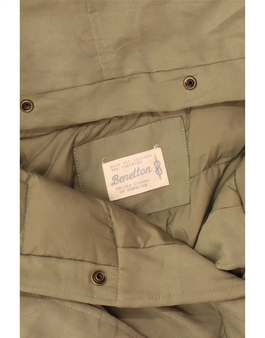 Benetton Dame Hooded Parka Jacket UK 14 Medium Green