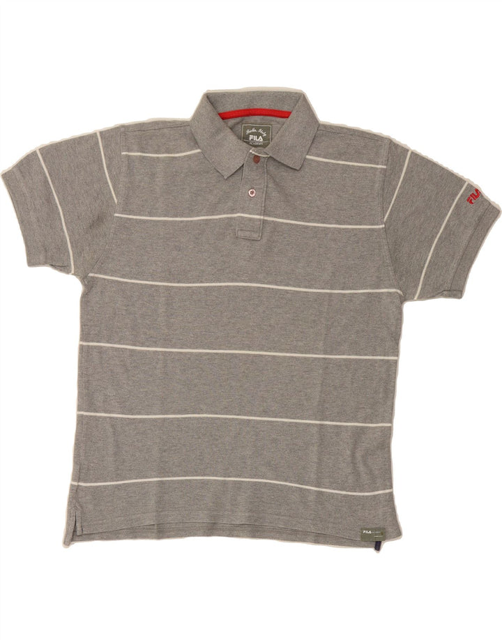 FILA Mens Polo Shirt Small Grey Striped Cotton Vintage Fila and Second-Hand Fila from Messina Hembry 