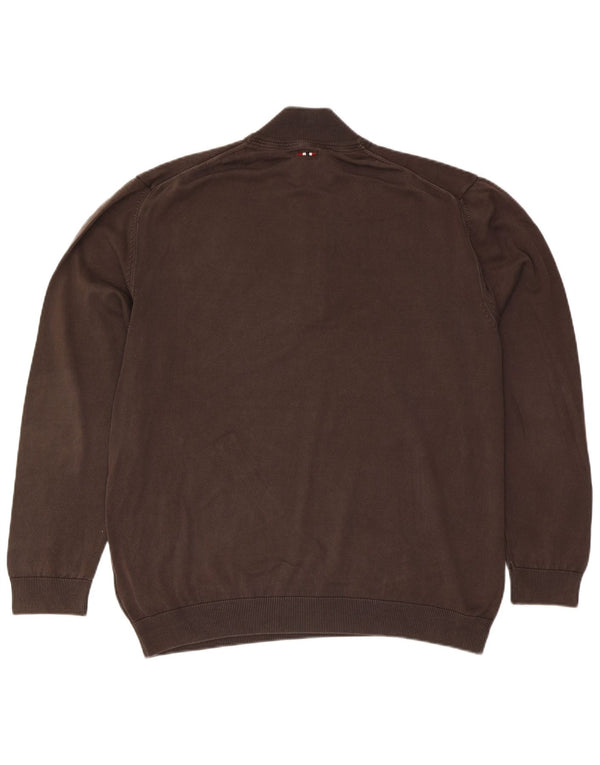Napapijri Herre Zip Neck Jumper Sweater 2XL Brun Bomuld