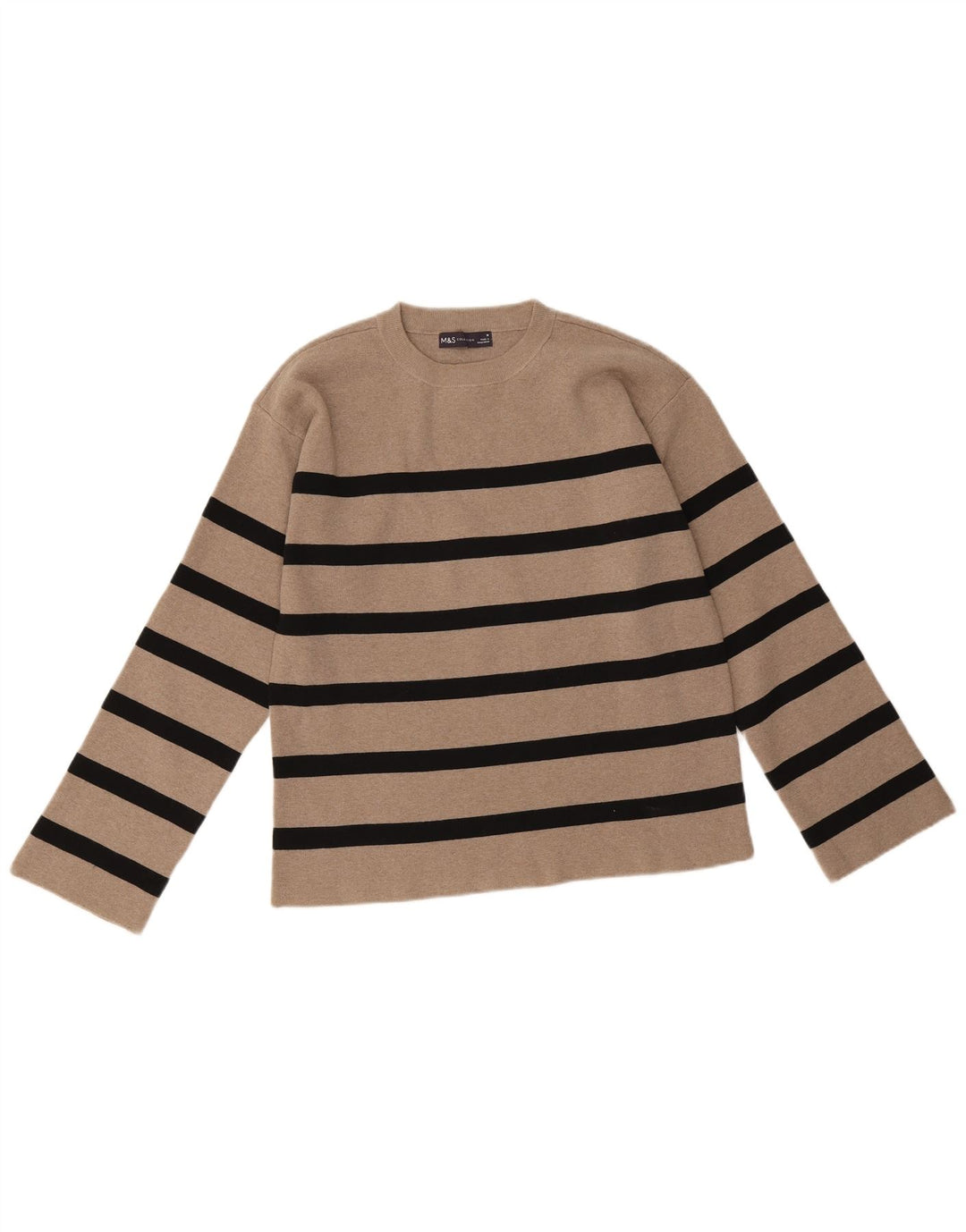 Marks & Spencer Dame sweater med rund hals DK 12 Medium Beige Stribet