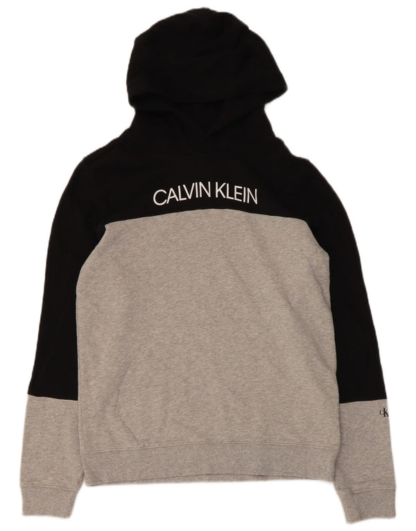 Calvin Klein Jeans Dame Hættetrøje Jumper UK 12 Medium Sort Colourblock