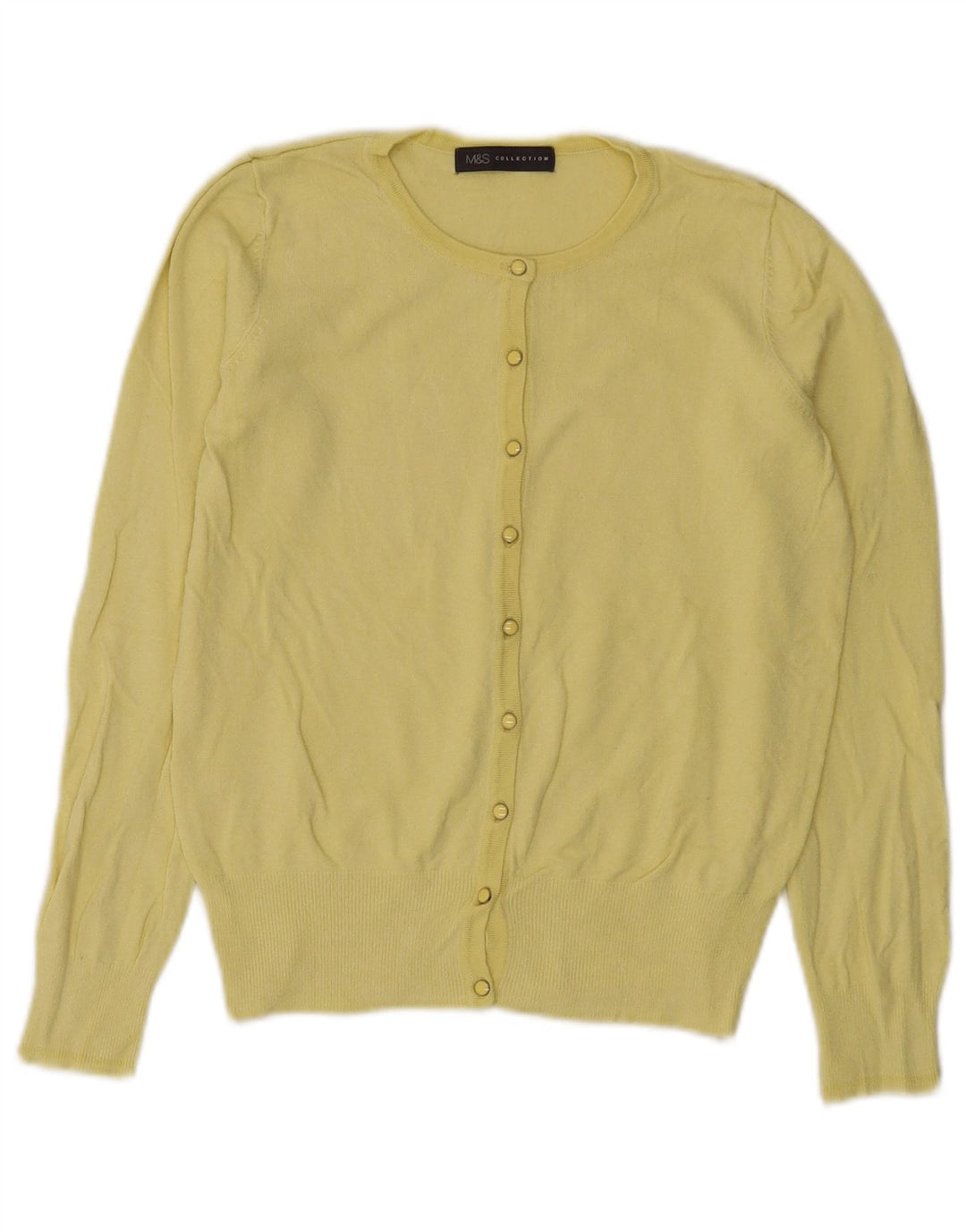 Marks & Spencer Dame Cardigan Sweater UK 8 Small Yellow Viscose