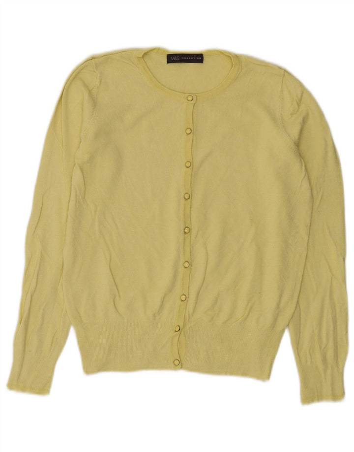 Marks & Spencer Dame Cardigan Sweater UK 8 Small Yellow Viscose