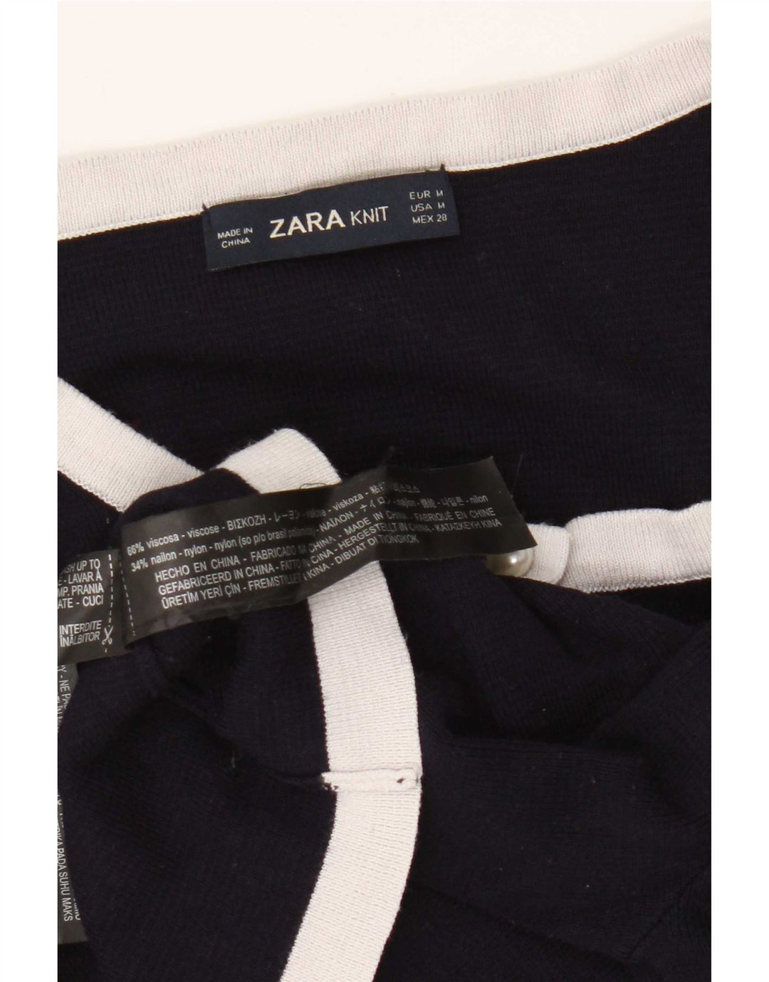Zara Womens Crop Cardigan Sweater UK 12 Medium Navy Blue Viscose