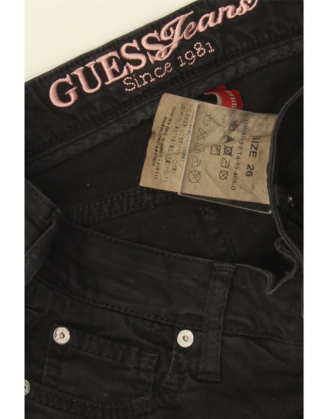 GUESS Slim Jeans til kvinder W26 L28 Sort bomuld