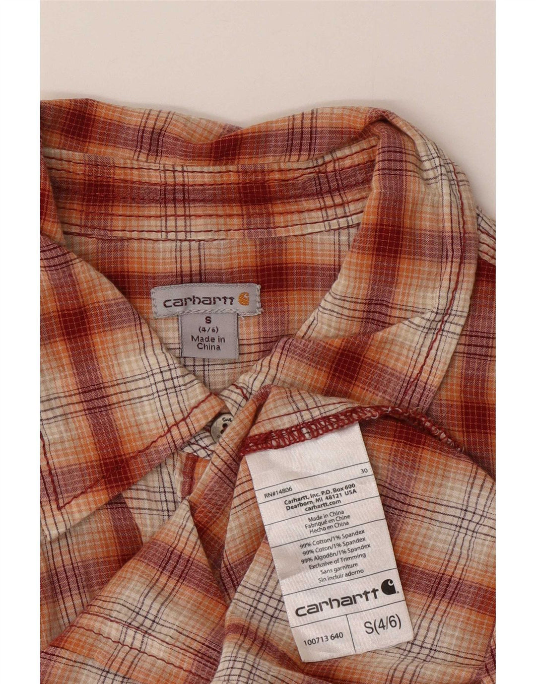 Carhartt Flannelskjorte til kvinder US 4/6 lille rød ternet bomuld