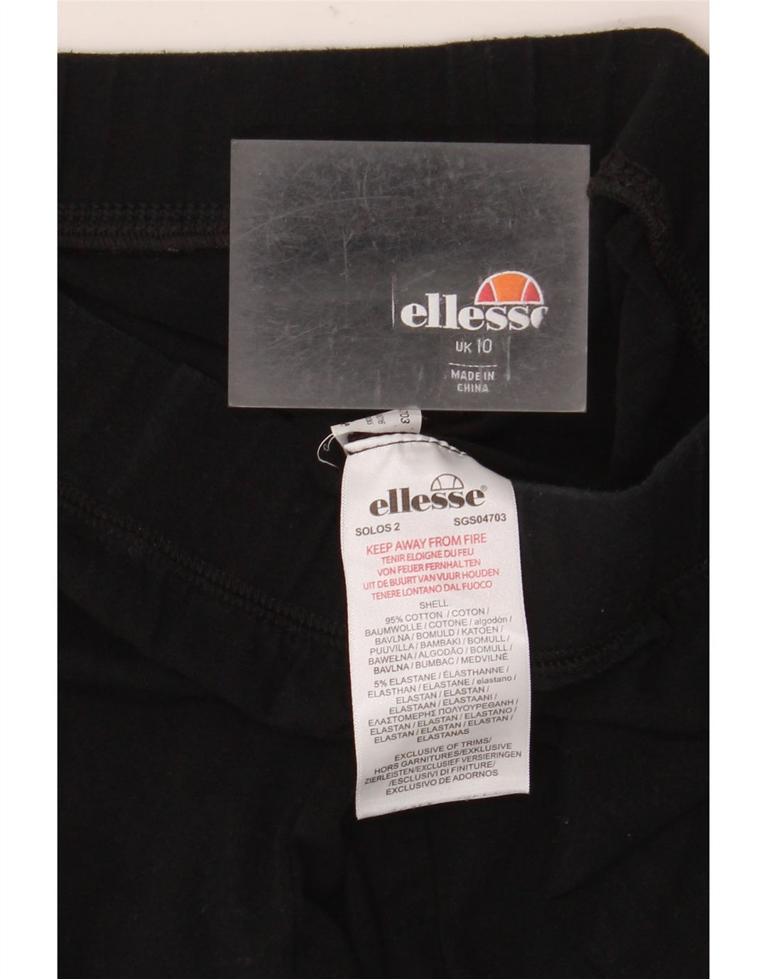 Ellesse Womens Grafiske Leggings UK 10 Small Black Bomuld