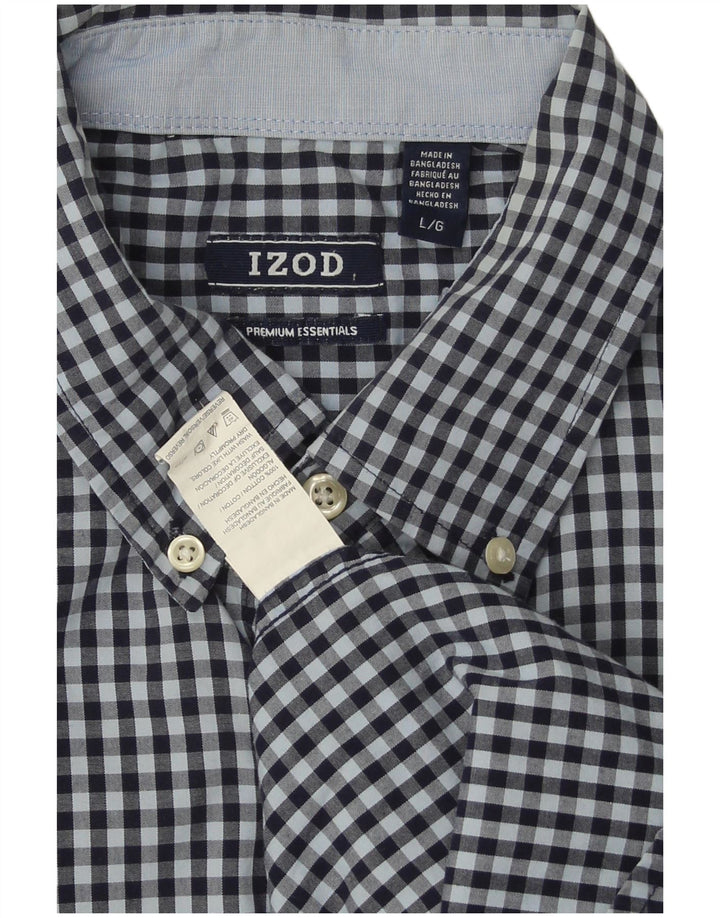 Izod Herre Ternet skjorte Stor marineblå Gingham Bomuld