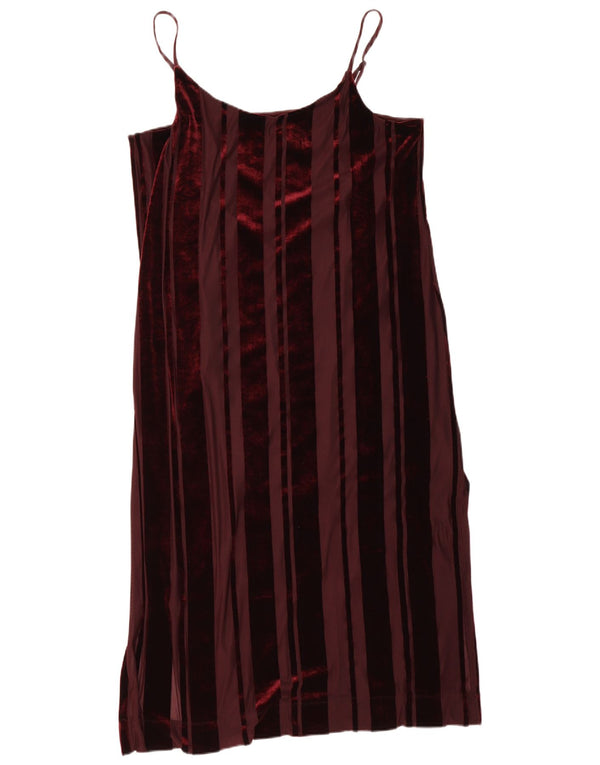Dkny Womens Velour Slip Dress UK 18 XL Burgundy Stribet Polyester