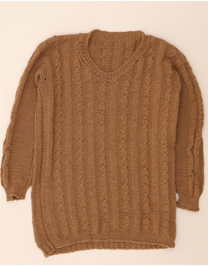 VINTAGE Mens V-Neck Jumper Sweater XL Brown Vintage Vintage and Second-Hand Vintage from Messina Hembry 