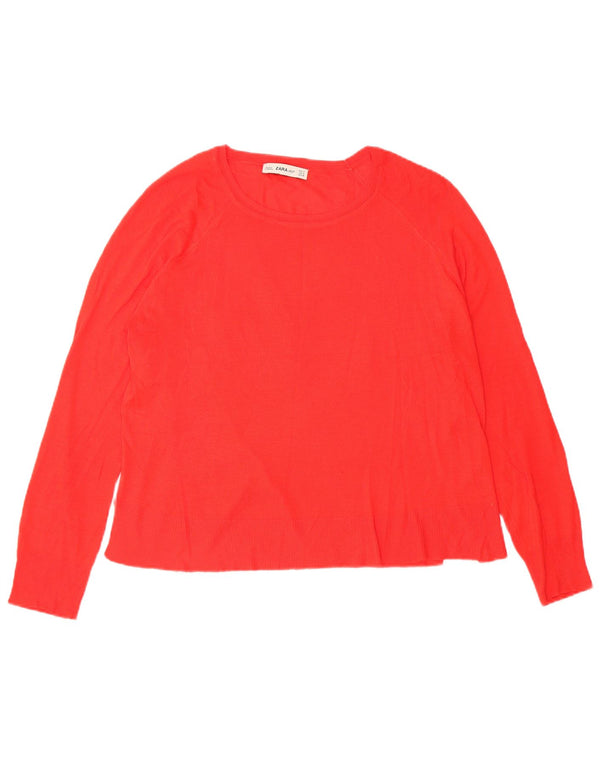 Zara Dame Oversized Boat Neck Jumper Sweater UK 10 Small Red