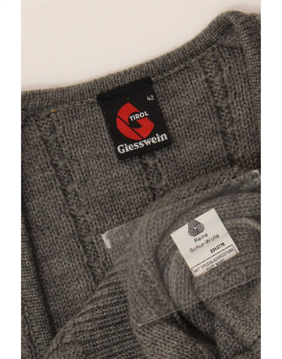 Giesswein Womens Knit Crop vest EU 42 Large Grey Virgin Wool
