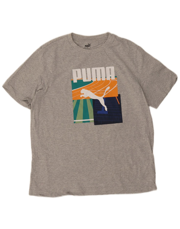 Puma Herre Grafisk T-Shirt Top Stor Grå Bomuld