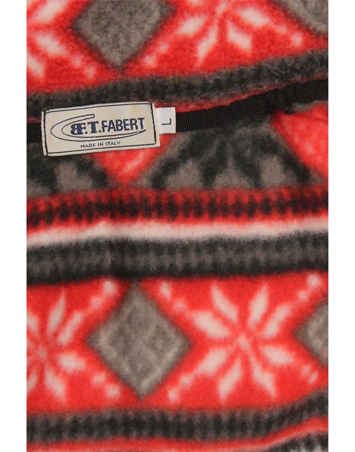 Vintage fleecejakke til mænd UK 40 Large Red Fair Isle