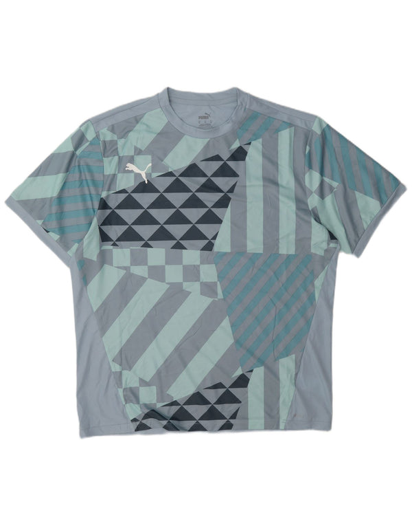 Puma Herre T-Shirt Top XL Blå Geometrisk Polyester