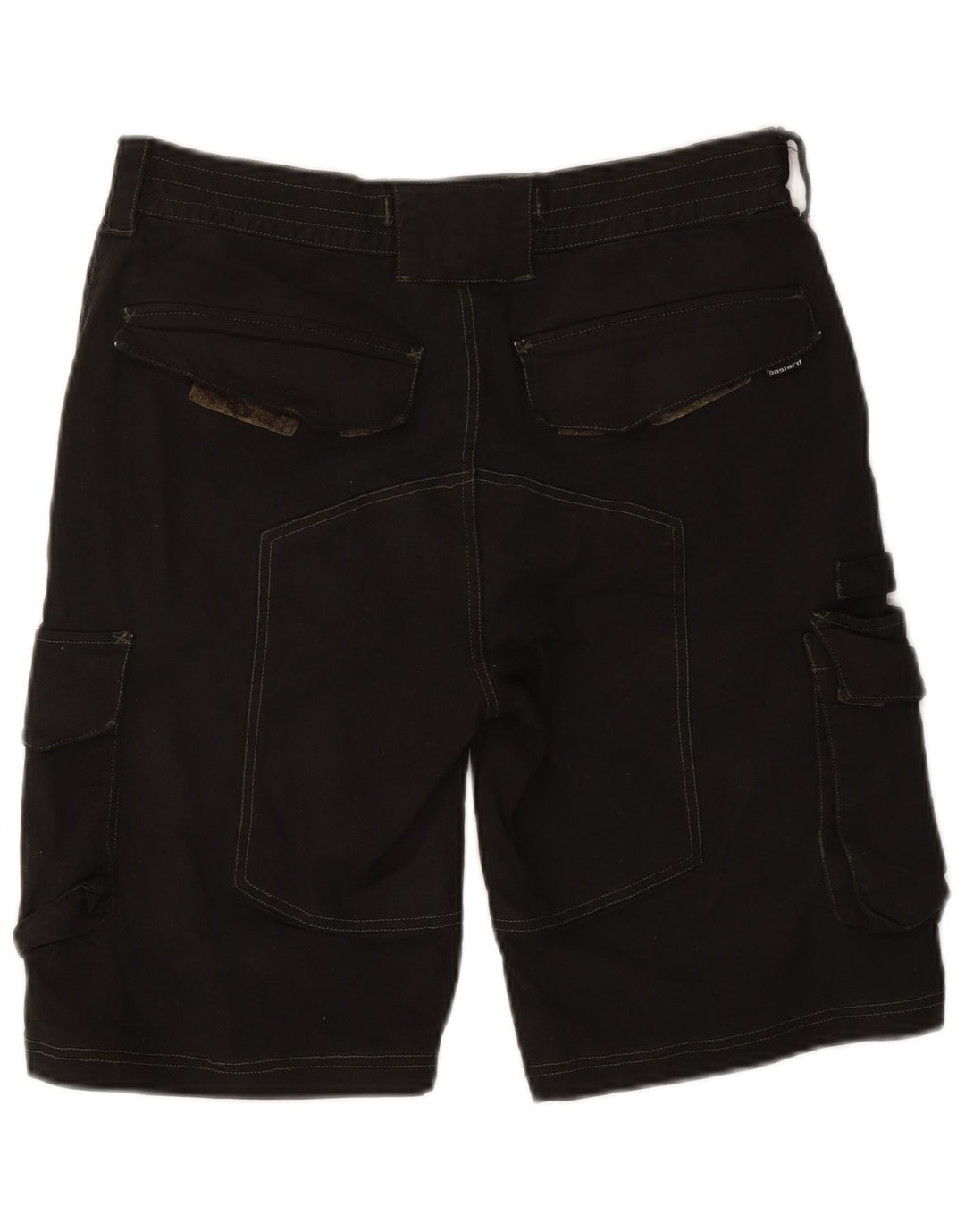 BASTARD Herre Cargo Shorts W32 Medium Sort Bomuld