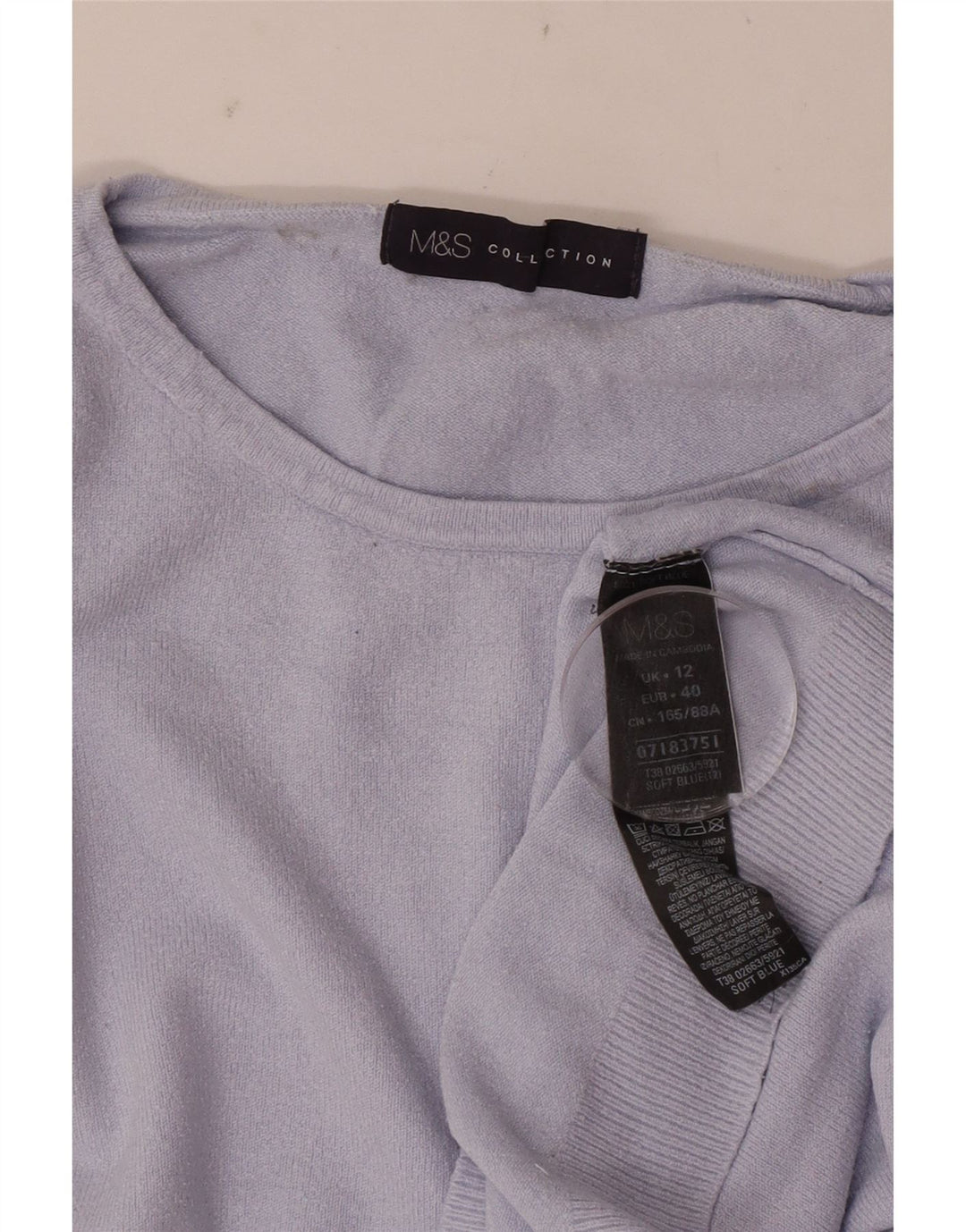 Marks & Spencer Dame Boat Neck Jumper Sweater UK 12 Medium Blue Viscose