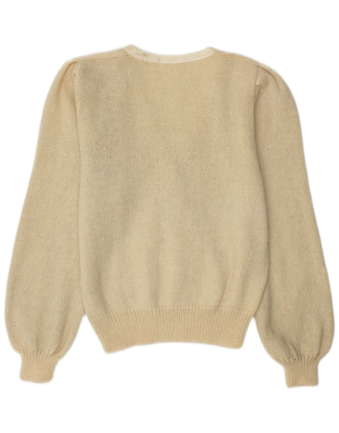 Vintage Dame V-hals sweater UK 14 Medium Beige
