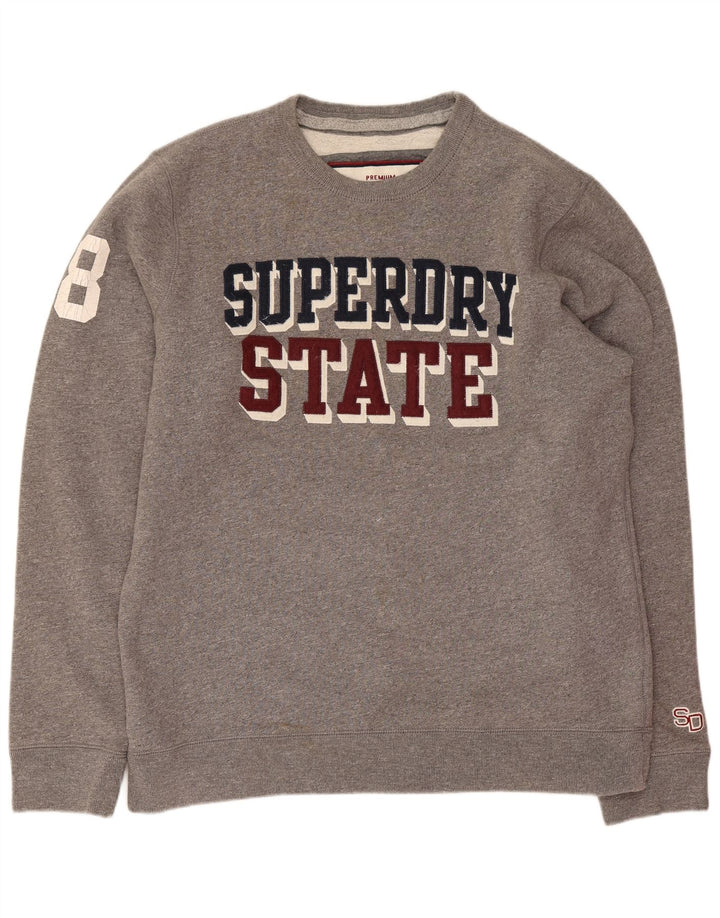 Superdry Grafisk Sweatshirt Jumper til mænd 2XL Grå Flecked Bomuld
