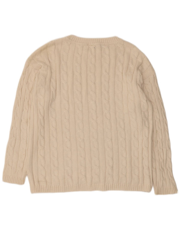 Crew Clothing Womens Neck Jumper Sweater UK 14 Large White Cotton