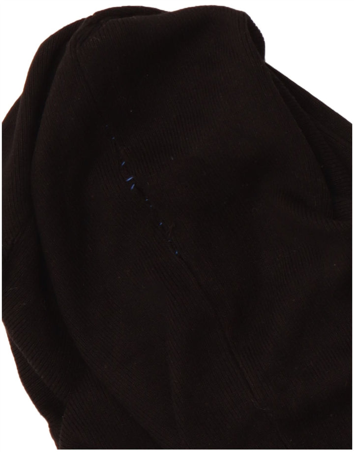 ZARA Dame Crop Roll Neck Jumper Sweater UK 12 Medium Black Viscose