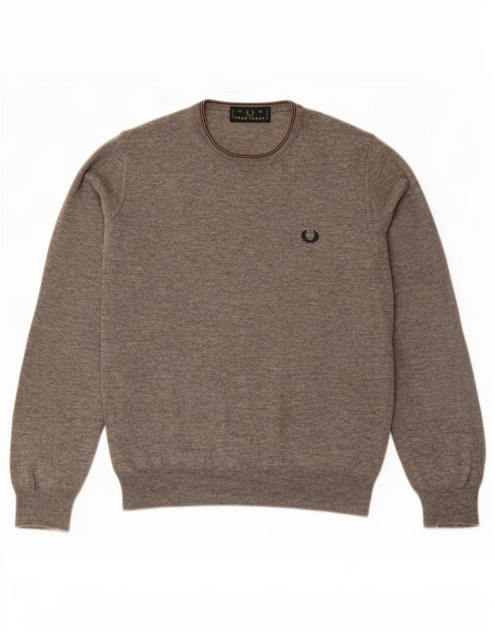 Fred Perry Herre trøje med rund hals, medium grå flækket