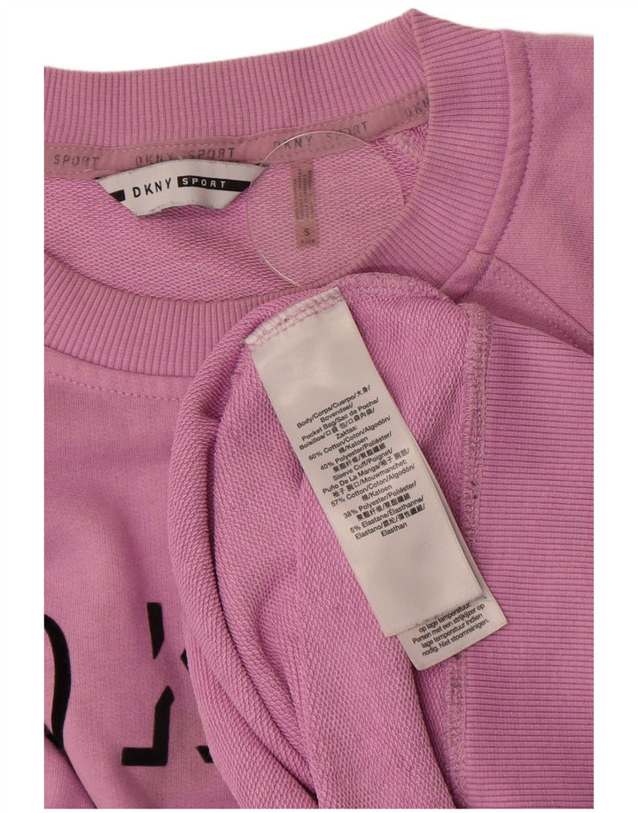 Dkny Dame Grafisk Oversized Sweatshirt Jumper UK 10 Small Pink Bomuld