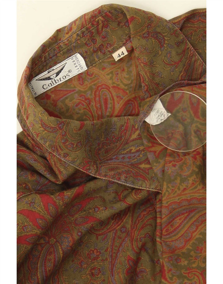 Calbros Dame Oversized Pullover Shirt IT 44 Medium Khaki Paisley Bomuld