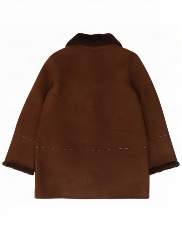 Blarney Woolen Mills Womens Sherpa Jacket UK 14 Large Brown Acrylic