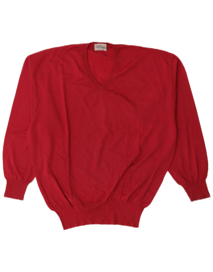 Les Copains Herre V-hals sweater IT 50 Medium Rød
