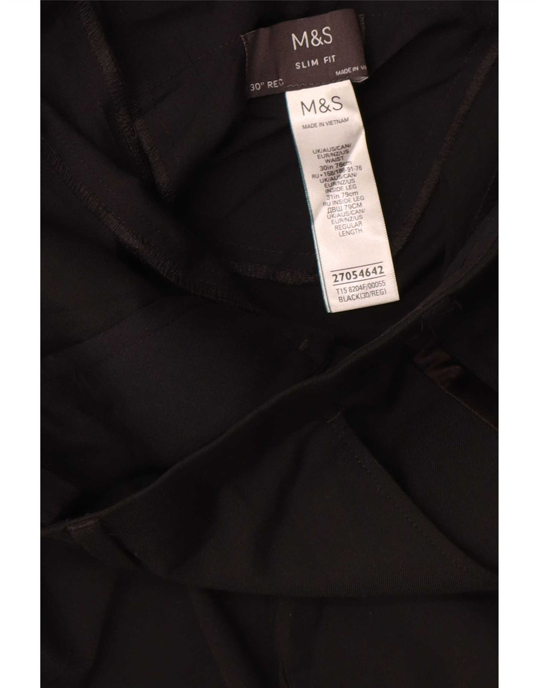 Marks & Spencer Dame Slim Fit Suit Bukser W30 L31 Sort Polyester