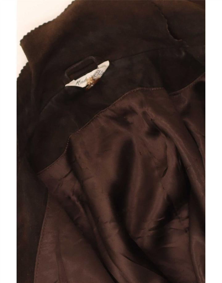 Vintage dame 3-knaps ruskindsblazerjakke UK 14 medium brun