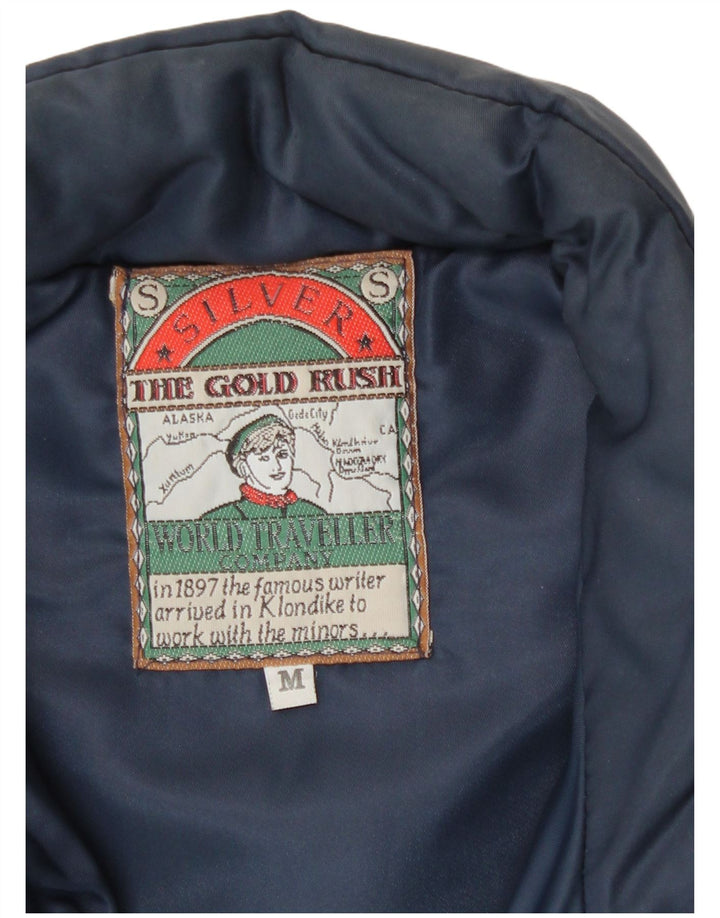 Vintage Polstret Gilet til mænd UK 38 Medium Navy Blue Polyester