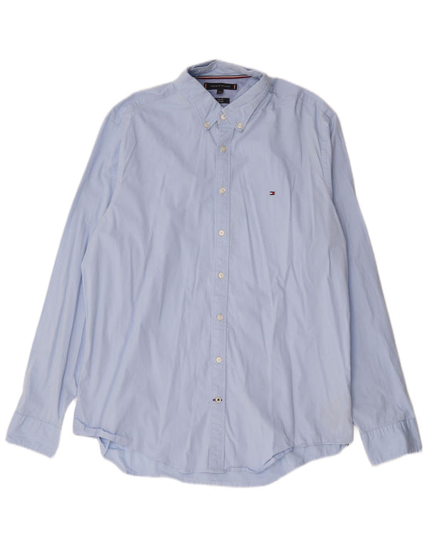 Tommy Hilfiger herre Slim Fit skjorte 2XL blå bomuld