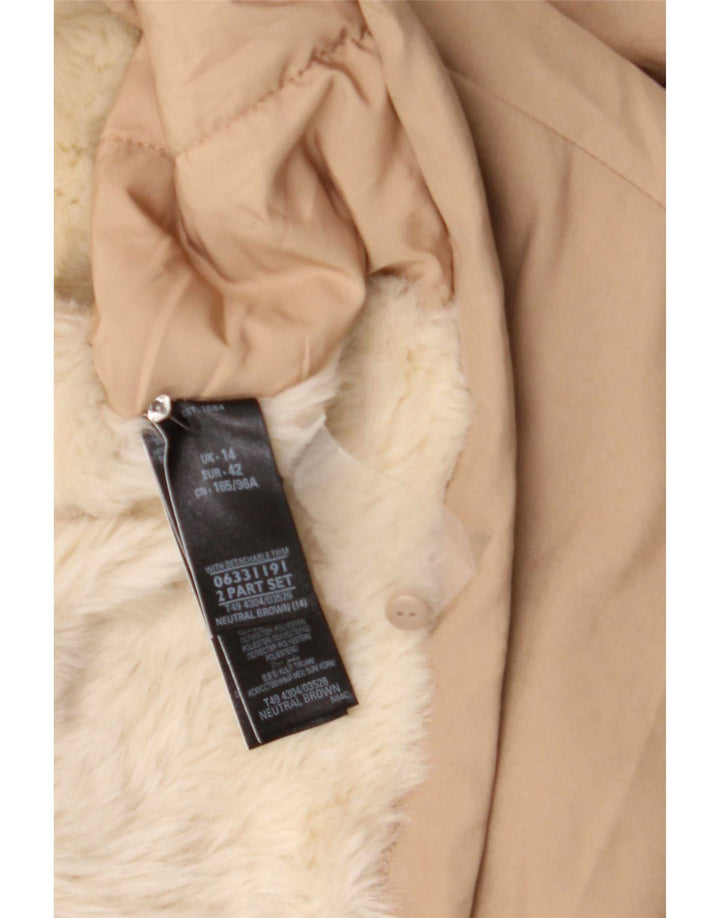 Marks & Spencer Dame Oversized Hooded Parka Jacket UK 14 Large Beige
