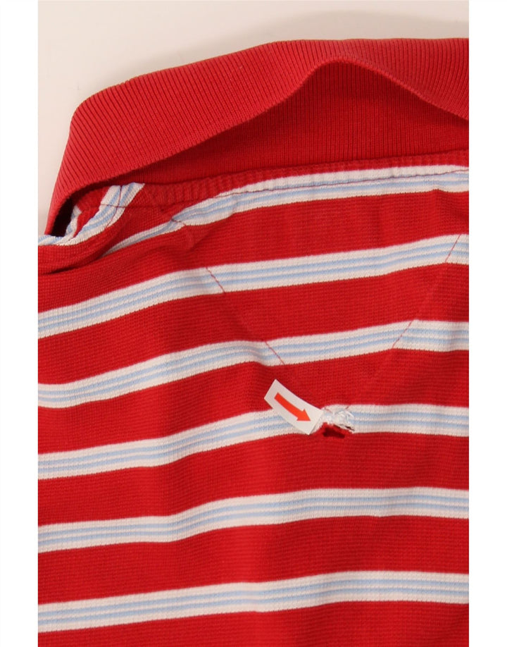 TOMMY HILFIGER Mens Polo Shirt Large Red Striped Cotton Vintage Tommy Hilfiger and Second-Hand Tommy Hilfiger from Messina Hembry 
