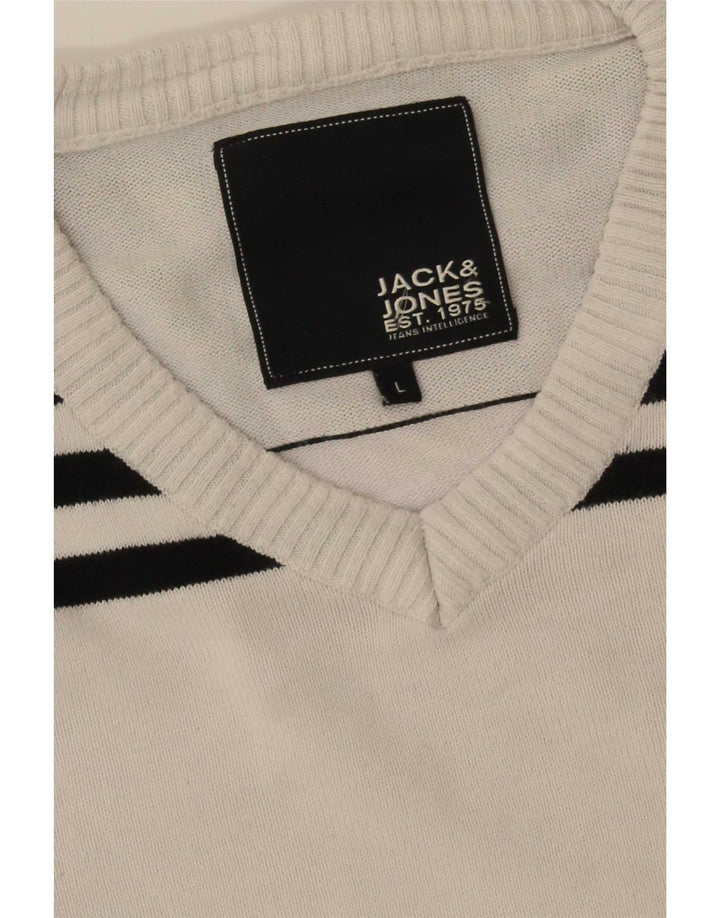 Jack & Jones Herre V-hals sweater Stor hvid Colourblock