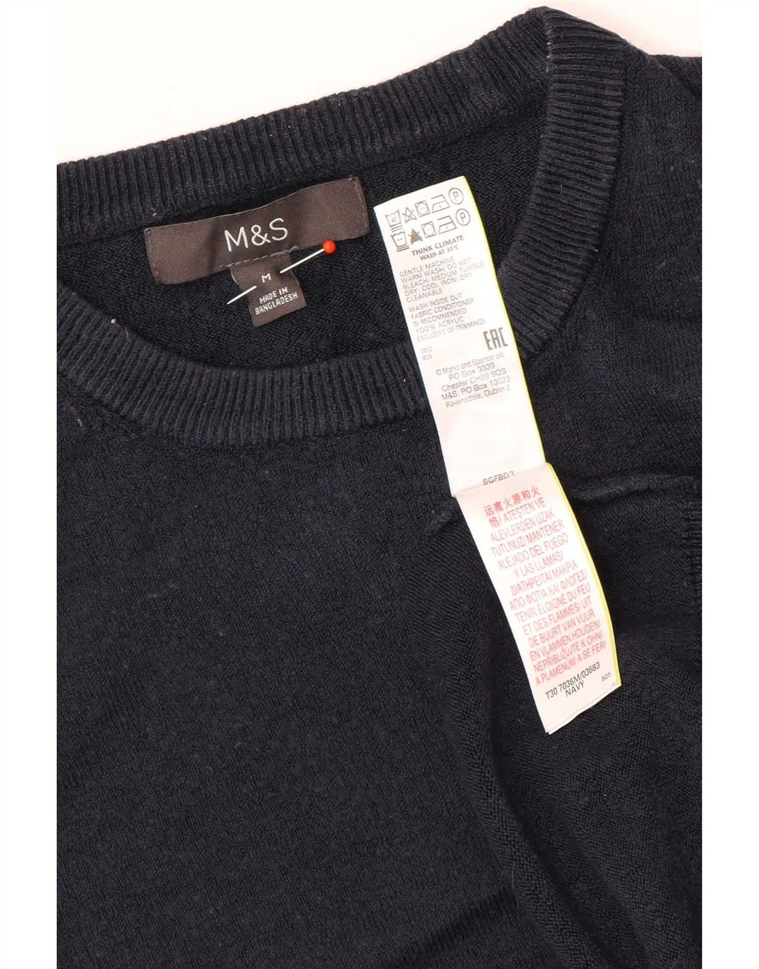 Marks & Spencer Herre sweater med rund hals, medium marineblå akryl